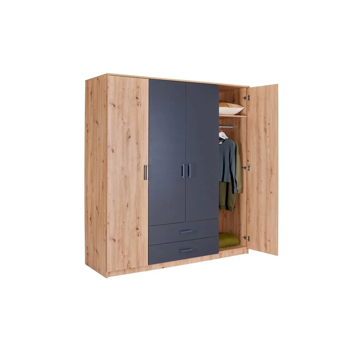 Armoire LIORA 4 Portes en Bois - Marron  | 3 Suisses