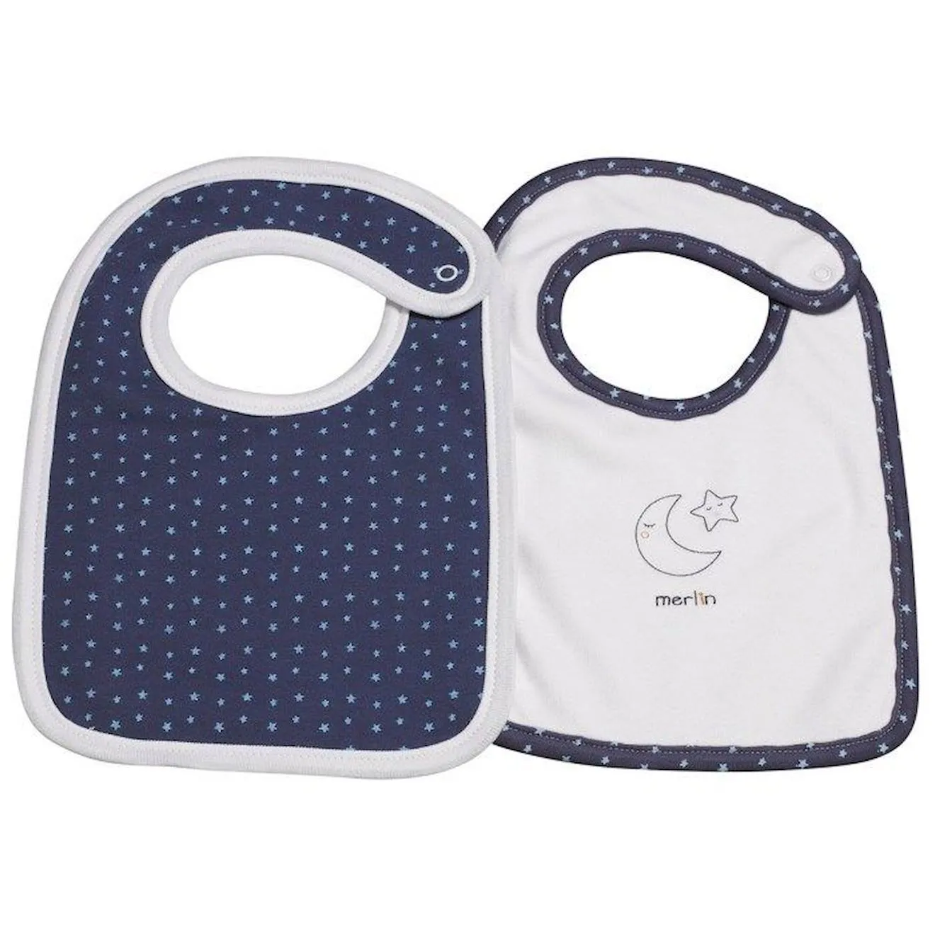 Bavoirs - Merlin - Lot de 2 - Coton - Bleu bleu - Sauthon