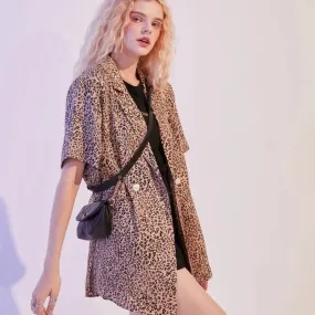 Blazer Léopard à Manches Courtes