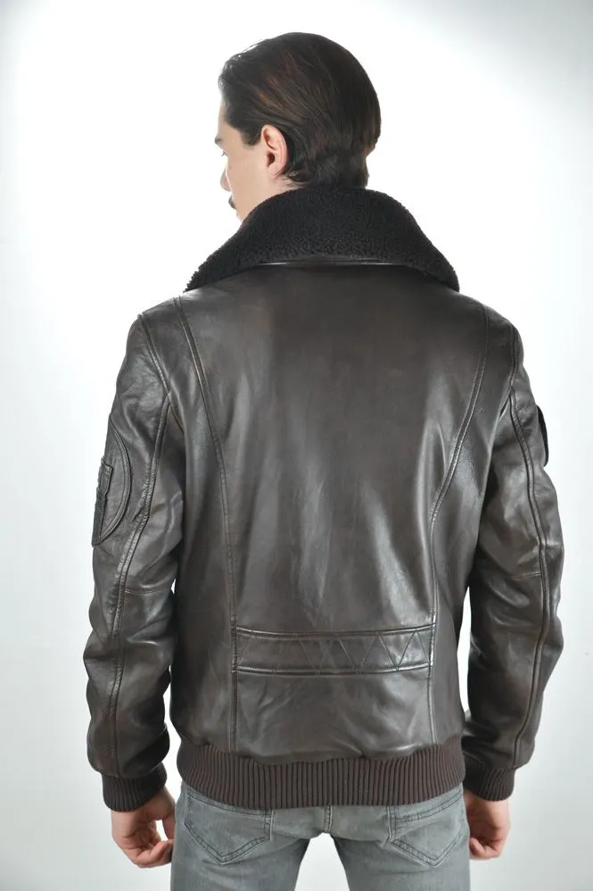 Blouson Cuir PATROUILLE DE FRANCE RAFALE Marron