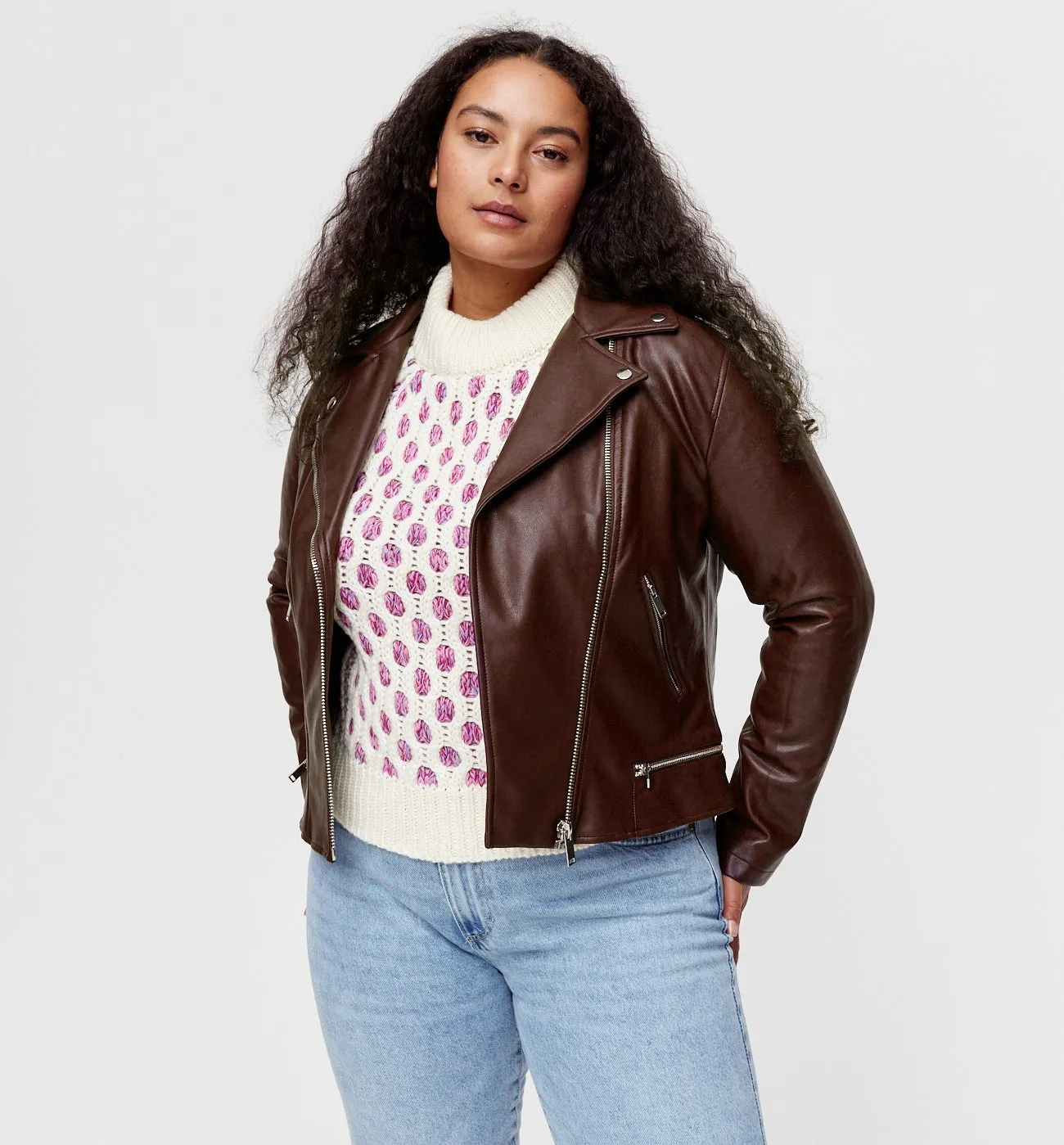 Blouson effet cuir Femme - Bordeaux