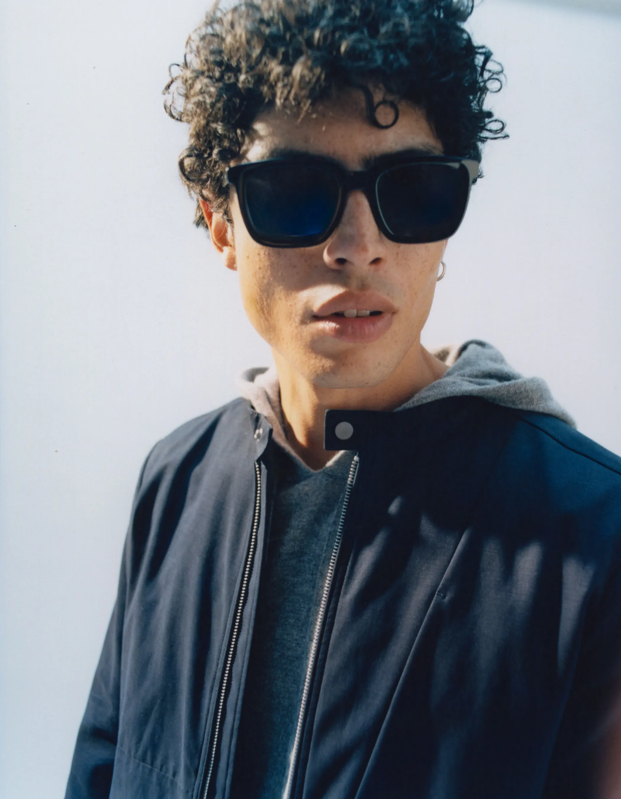 Blouson marine à col pressionné Homme