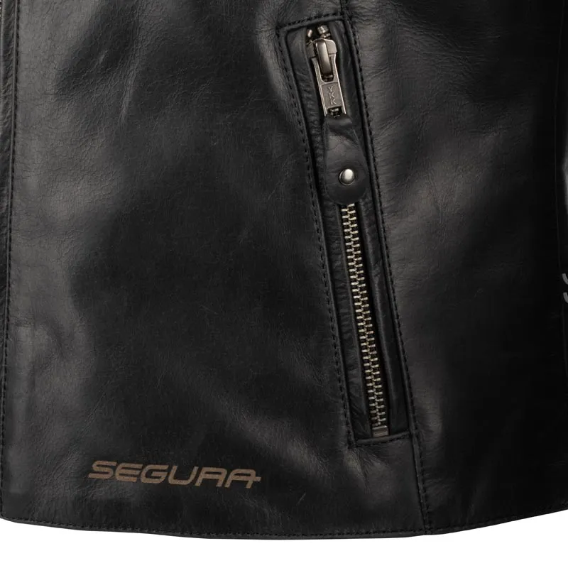 Blouson Segura Laxey noir, blouson cuir biker homme, sobre