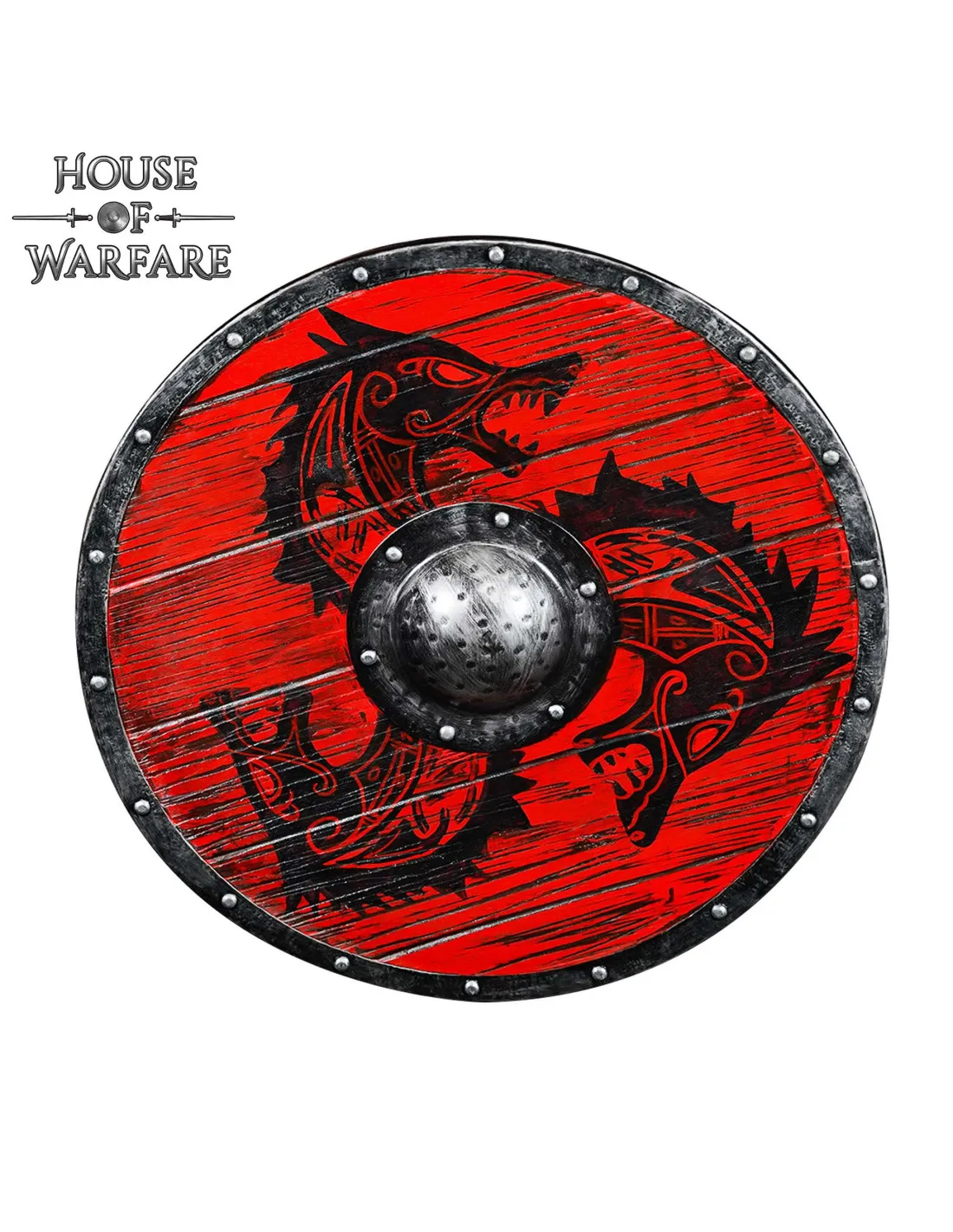 Bouclier rond viking en bois modèle Fenrir ⚔️ Boutique Épées