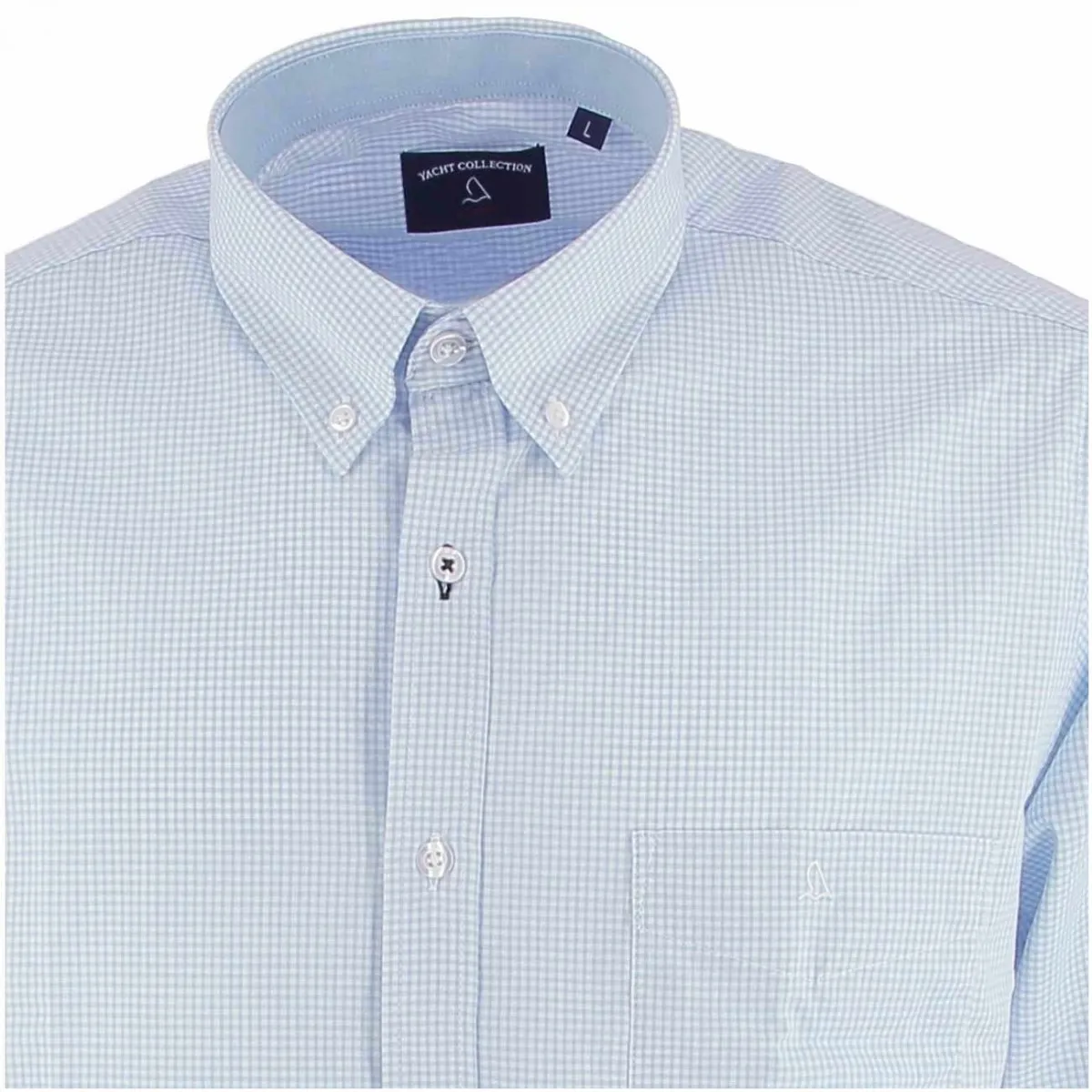Chemise homme YACHT COLLECTION Vichy bleu et blanc - Matière-noble 34.90€