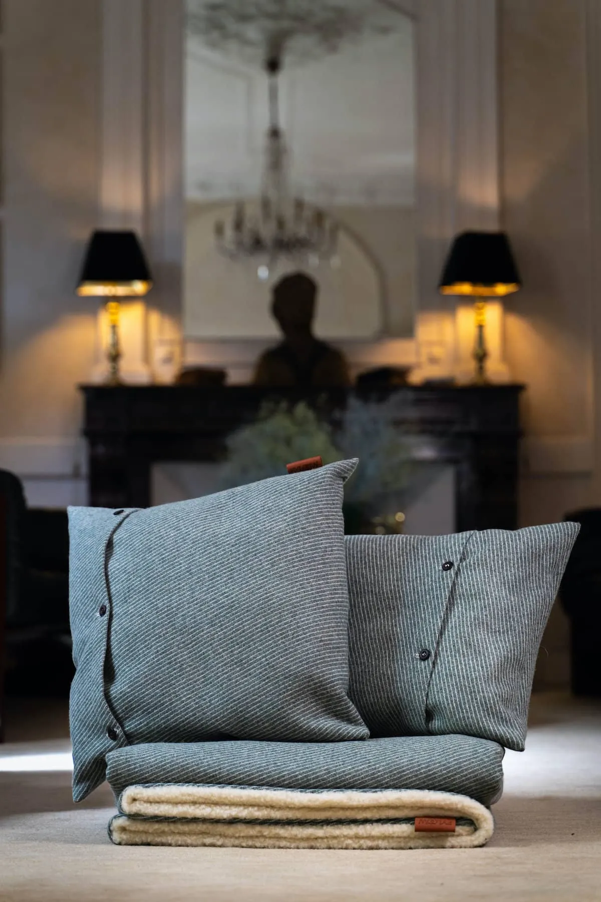 Coussin Heureux Tricotine Vert - Laine Franaise
