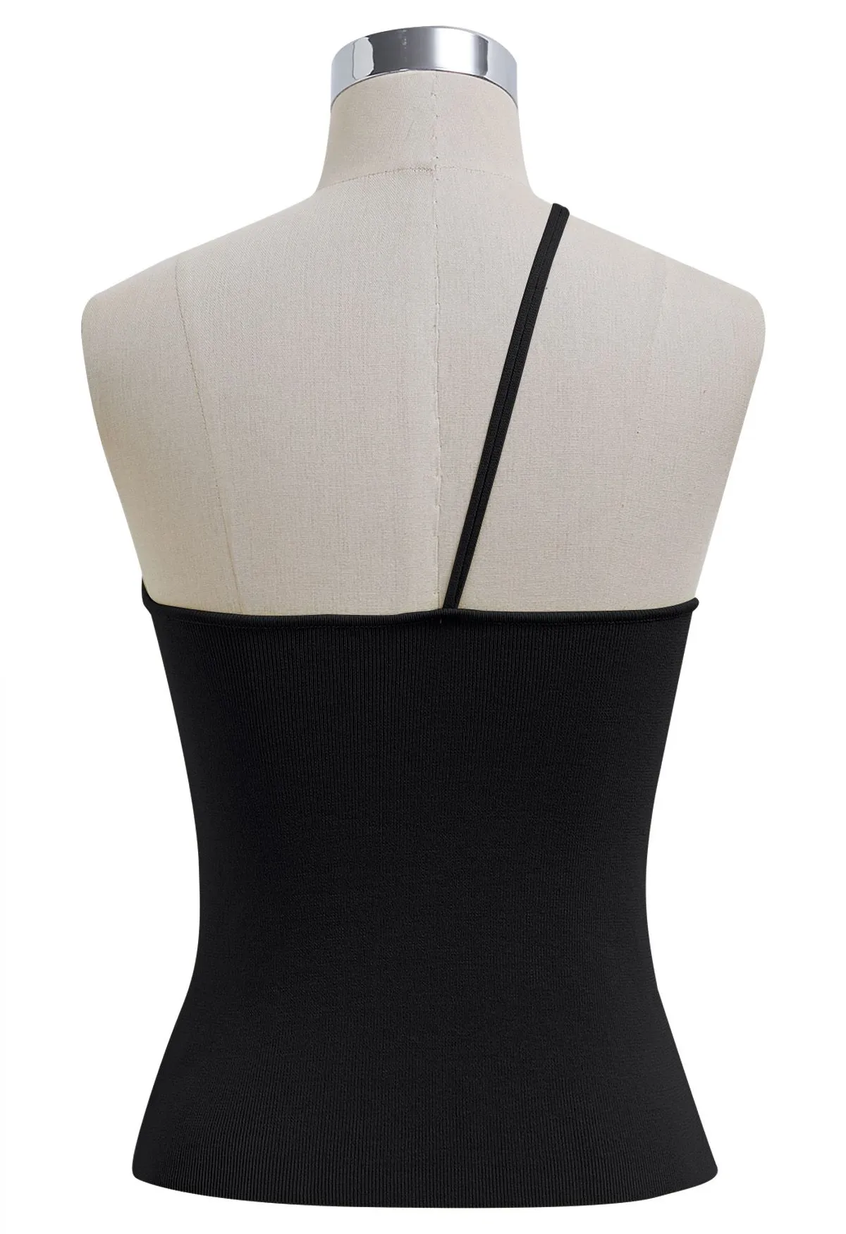 Haut en tricot perlé à une épaule en noir