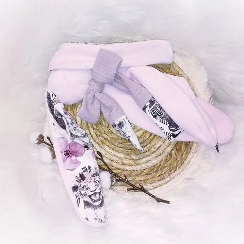 Joli doudou lapin rose / vieux rose