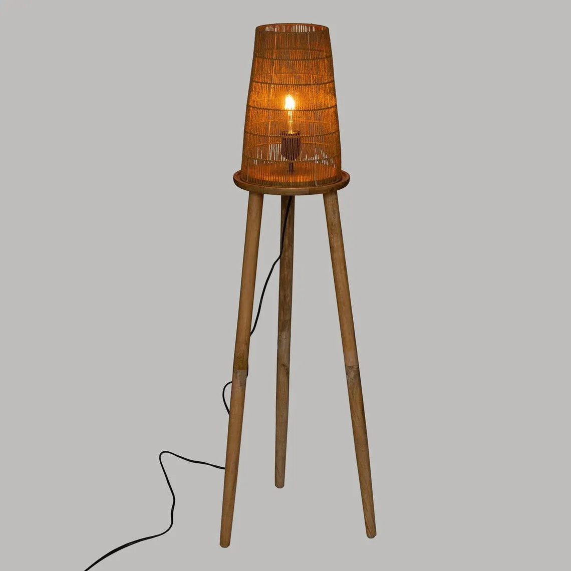Lampadaire trépied en manguier marron | 3 Suisses