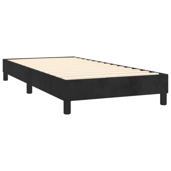 Lit à sommier tapissier avec matelas Noir 90x190 cm Velours - SALALIS- - SH071218