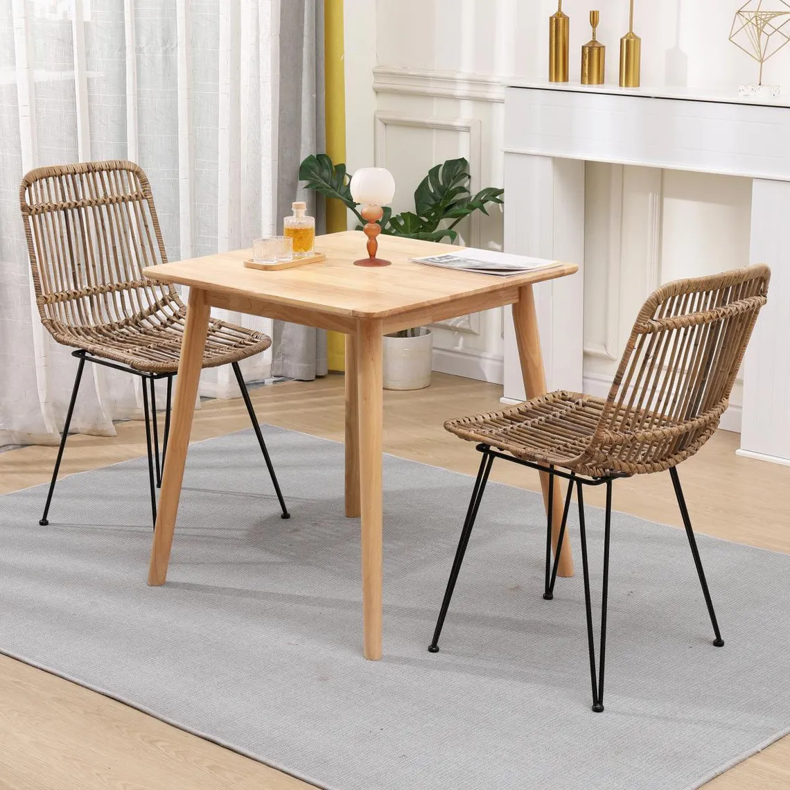 Lot de 2 Chaises Metal et Rotin Naturel Marron LUMPUR | 3 Suisses