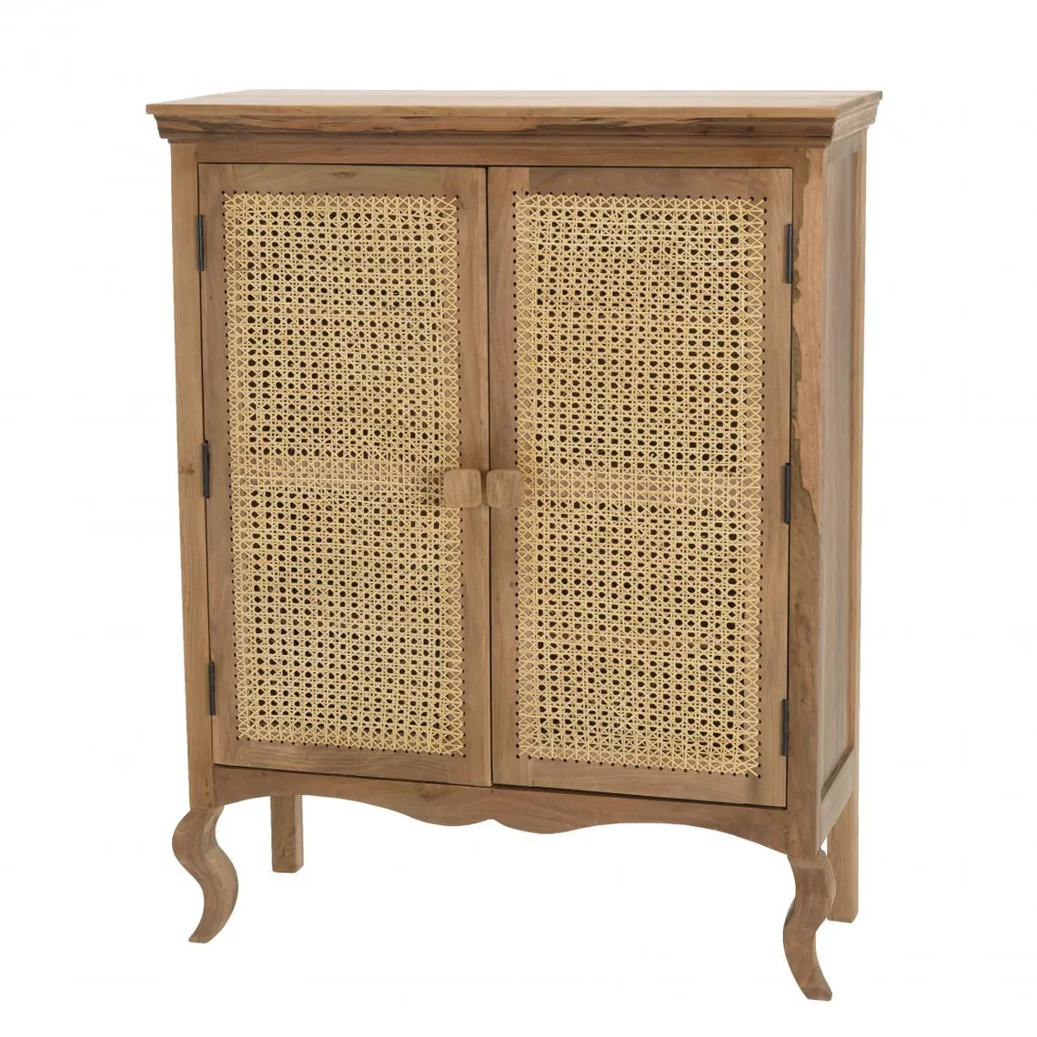 Meuble marron 2 portes bois de jamelonier et cannage naturel ISA | 3 Suisses