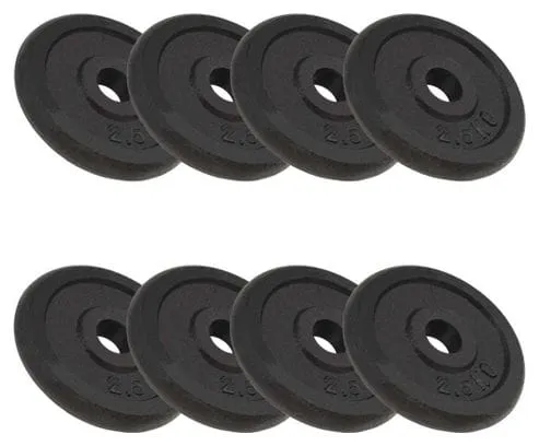 Plaque de poids 8 pièces 8 x 2 5 kg fonte haltères fitness musculation