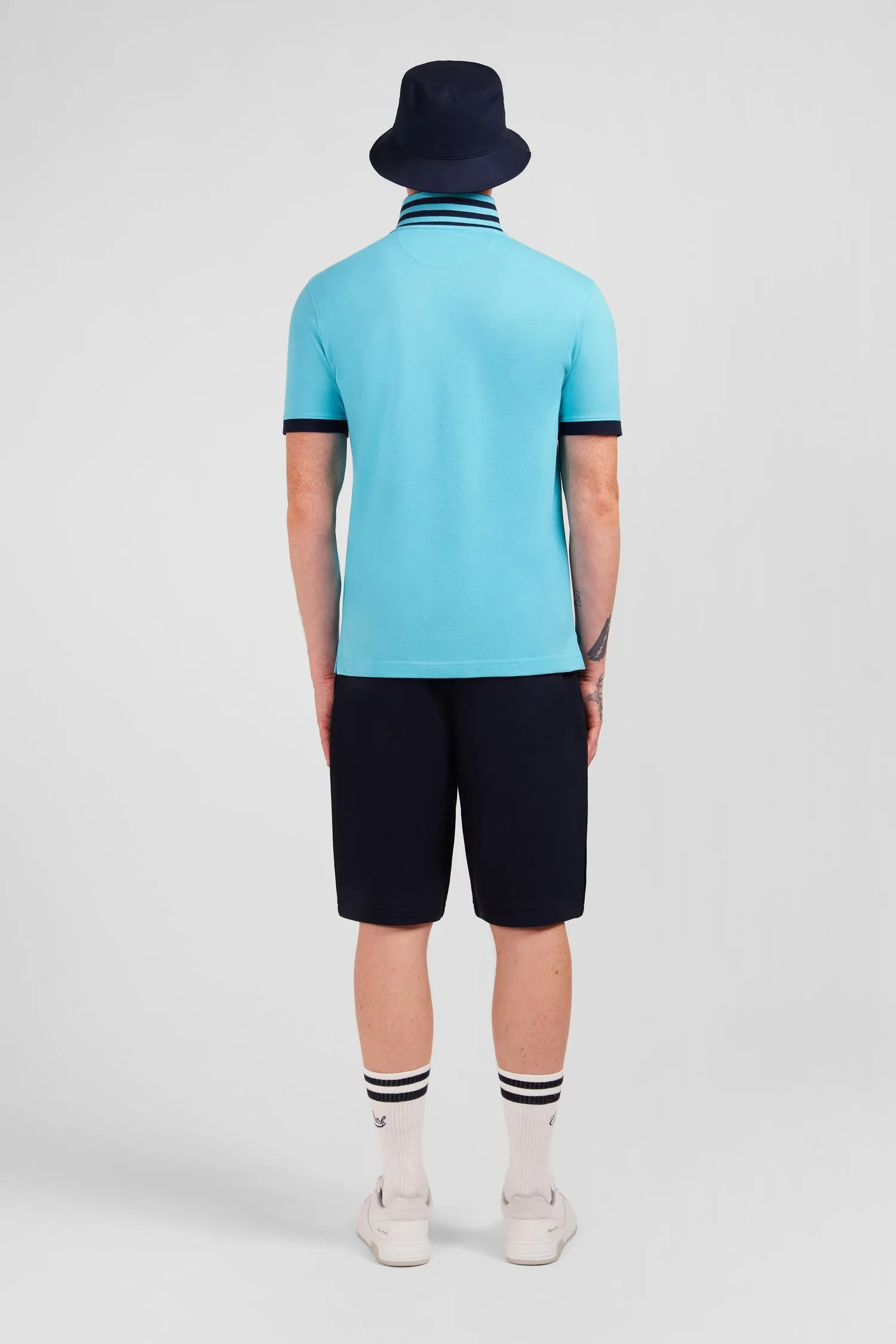 Polo bleu turquoise manches courtes