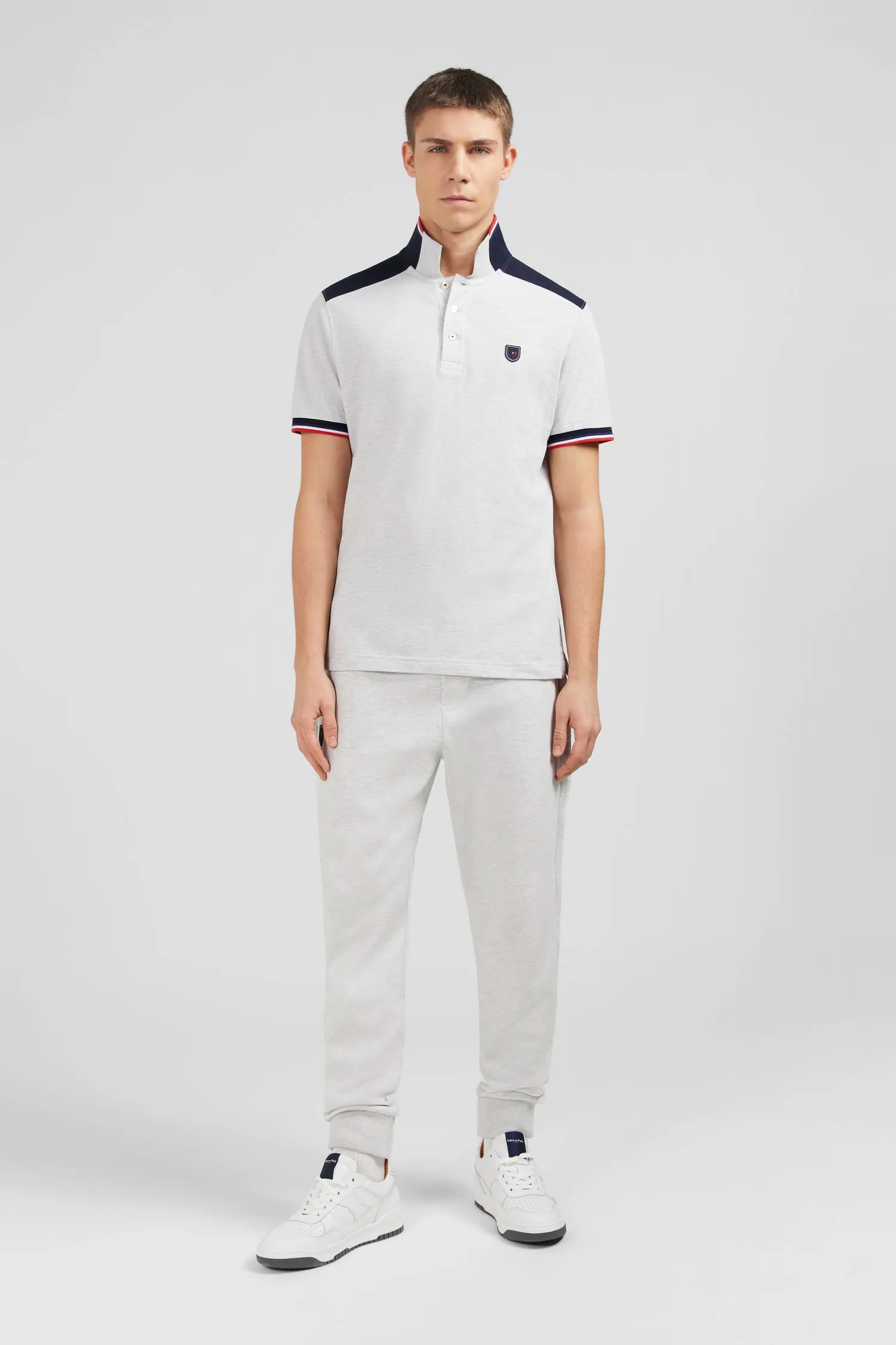 Polo gris colorblock manches courtes