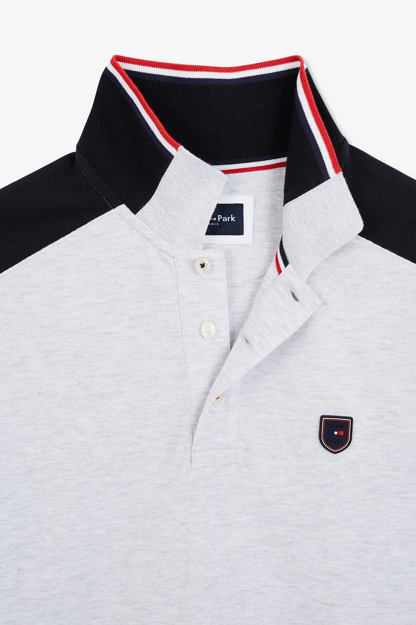 Polo gris colorblock manches courtes