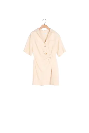 Robe courte drapée à manches courtes