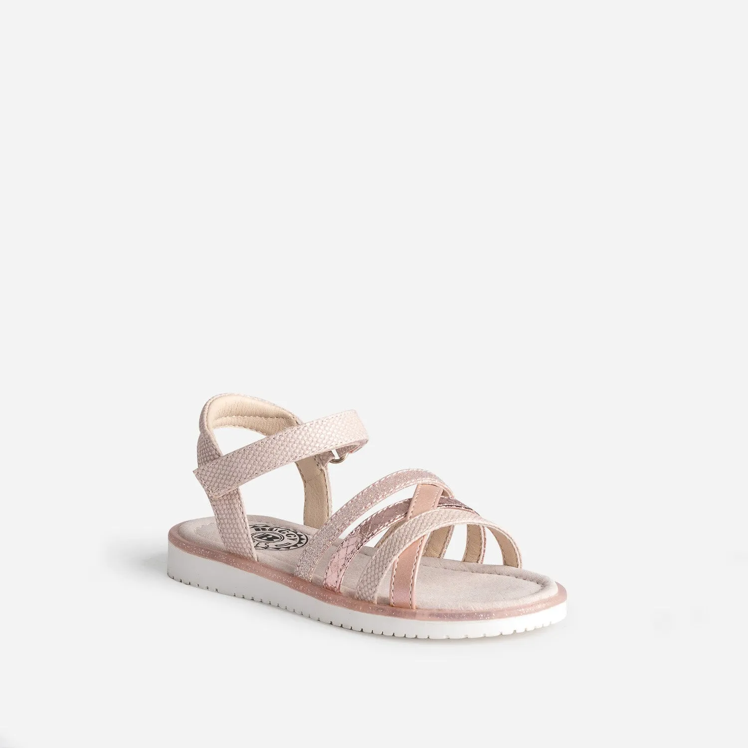 Sandale rose embossée détails métallisés - Sandales Enfant | ERAM