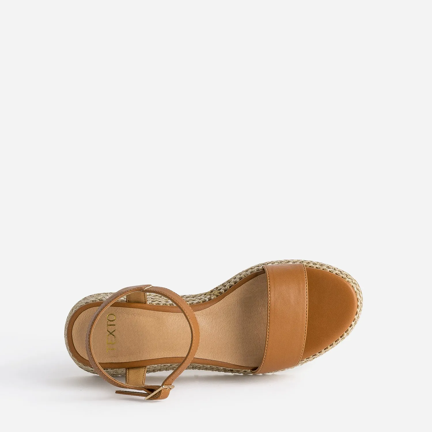 Sandale TEXTO compensée camel - Sandales Femme | ERAM