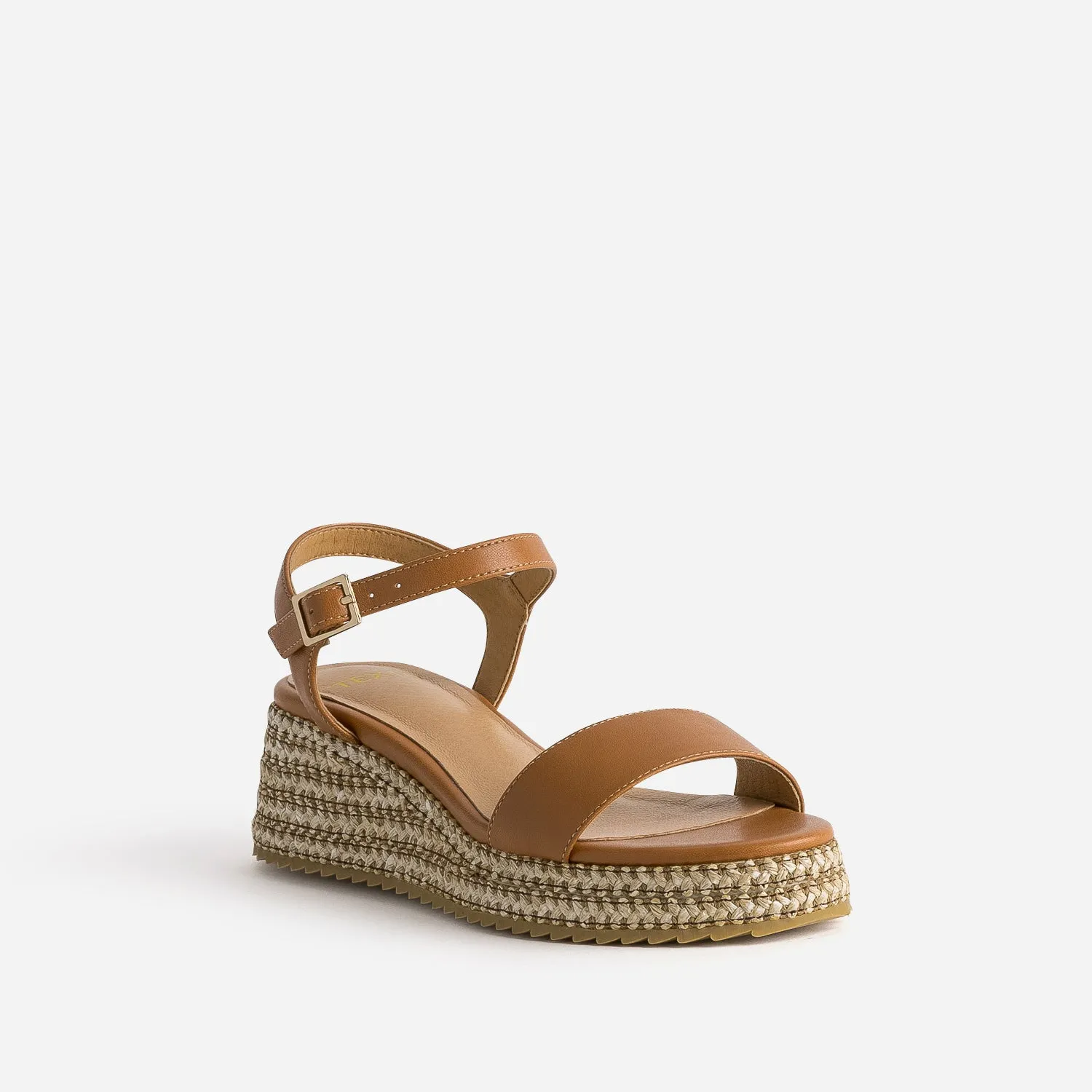 Sandale TEXTO compensée camel - Sandales Femme | ERAM