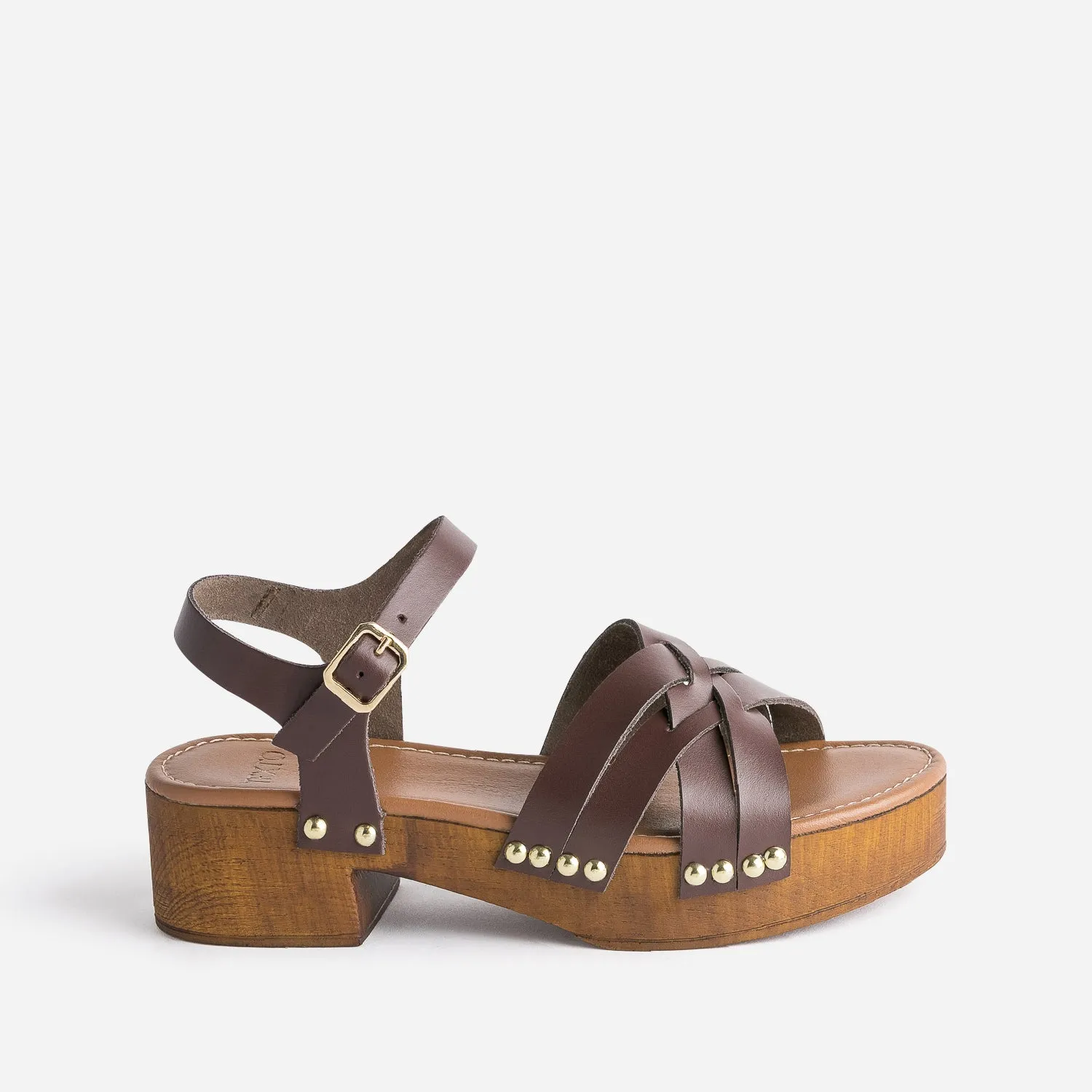 Sandale TEXTO marron en cuir - Sandales Femme | ERAM