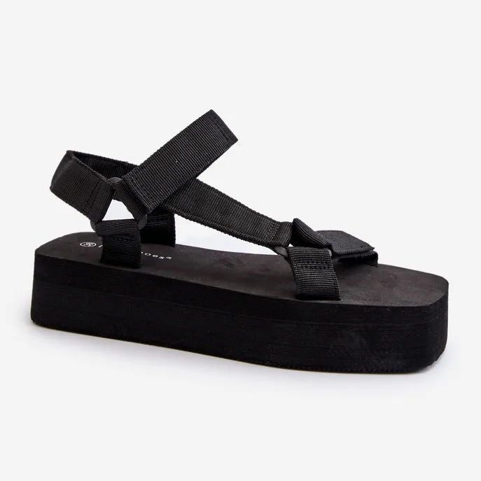 Sandales Plateforme Femme Noir Edireda le noir