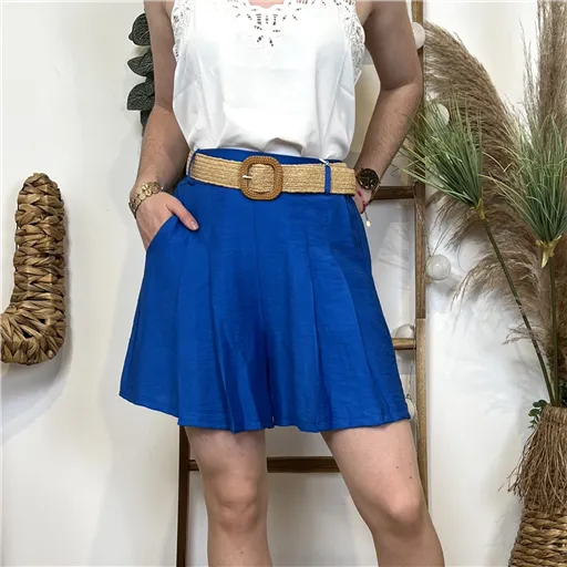 Short Fluide Ceinture Bleu Royal - Bleu Clair