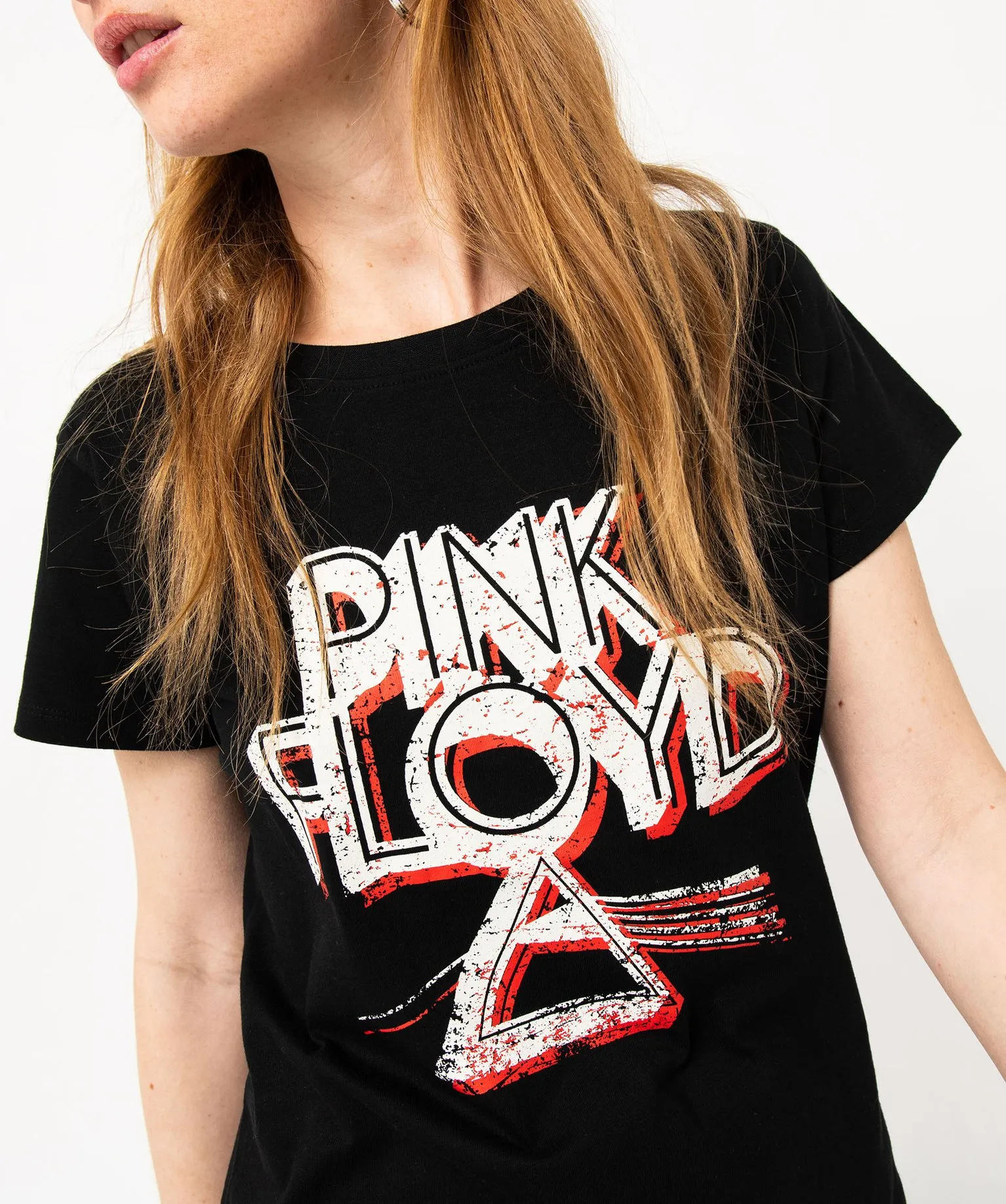 tee-shirt a manches courtes avec inscription xxl femme - pink floyd noir t-shirts manches courtes