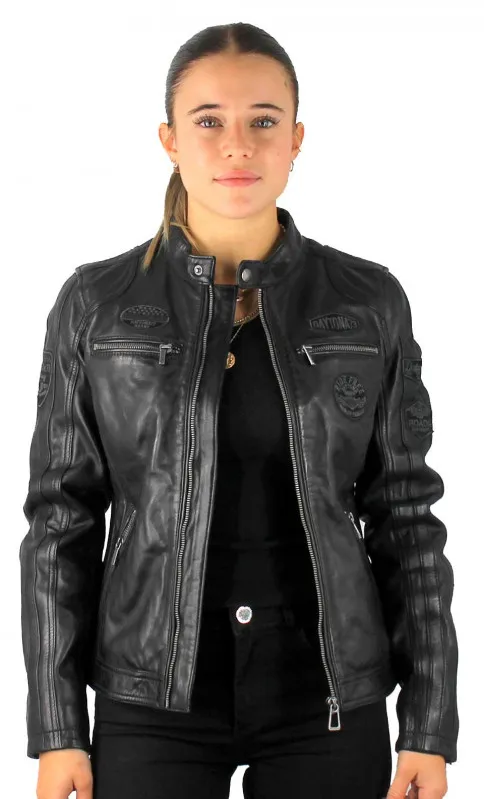 veste cuire femme