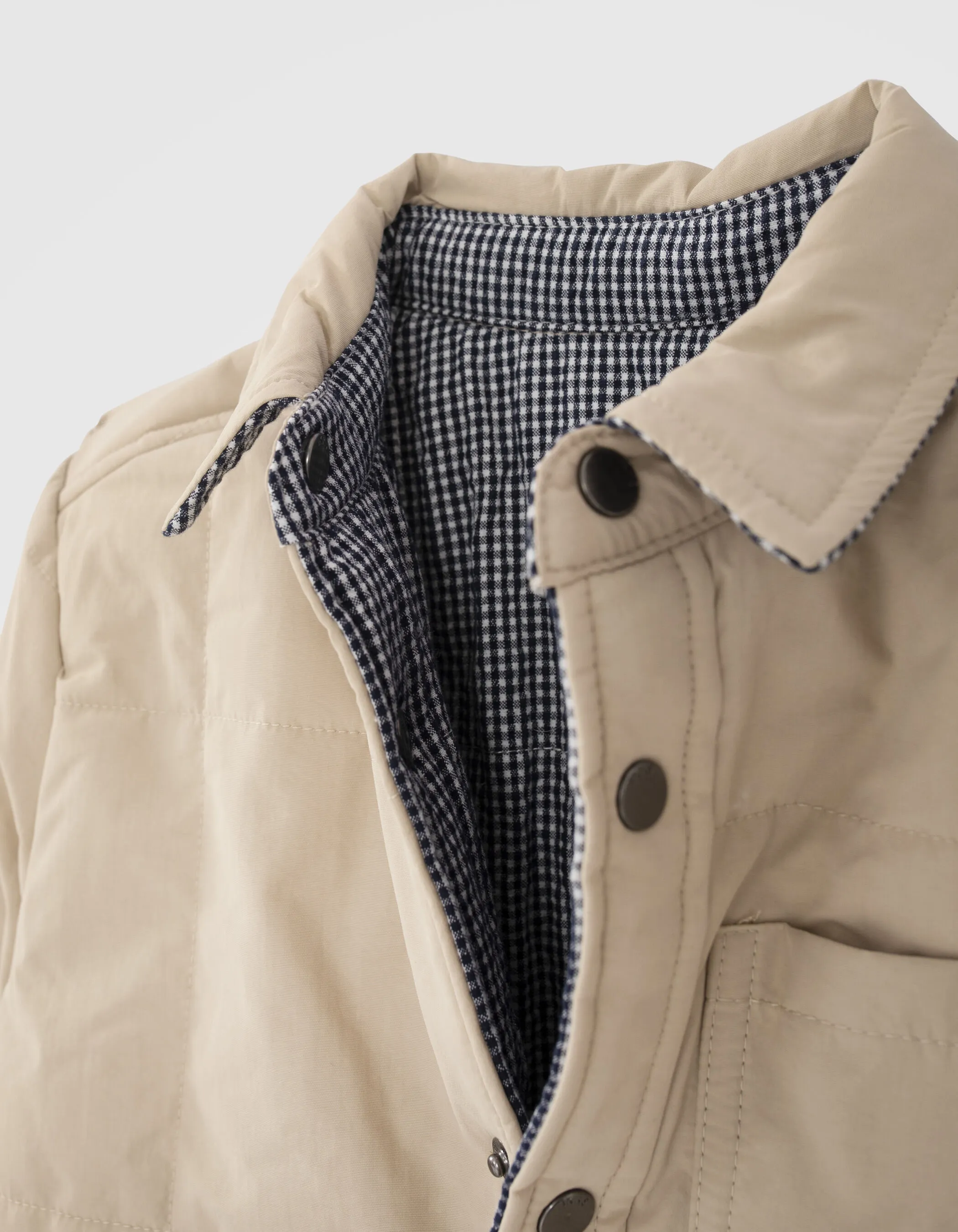 Veste réversible beige et vichy garçon