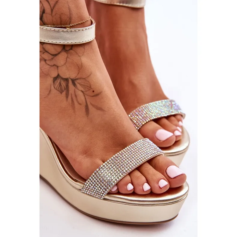 WD1 Sandales compensées en cuir à la mode Golden Arwen d'or