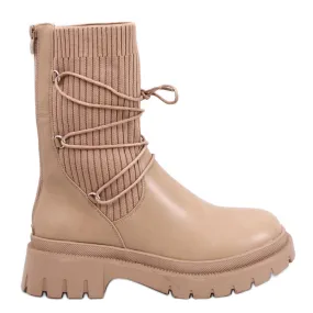 Willet Bottines chaussettes kaki beige