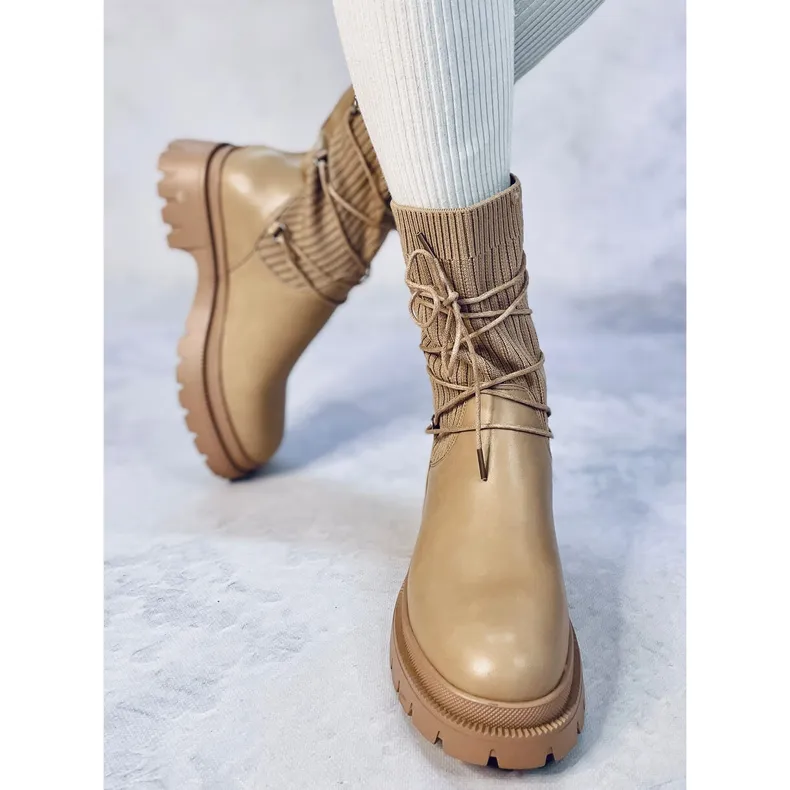 Willet Bottines chaussettes kaki beige